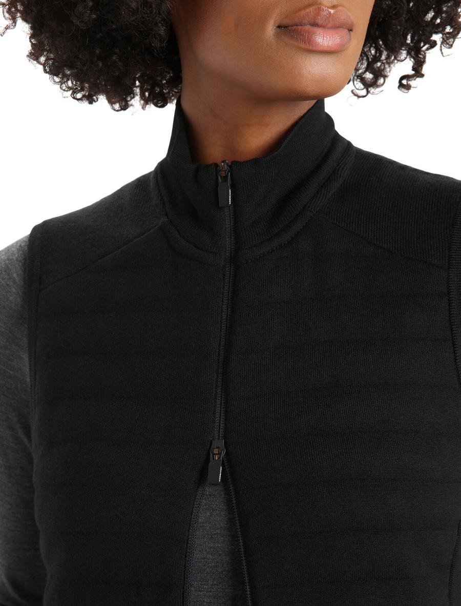 Black Women's Icebreaker ZoneKnit™ Merino Insulated Vest | USA 1558KORI